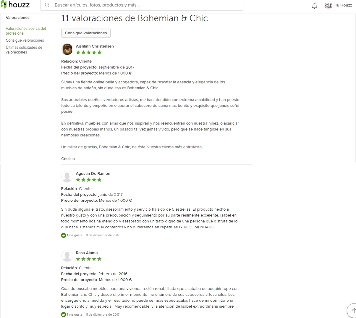Bohemian & Chic premio Best Of Houzz al servicio al cliente