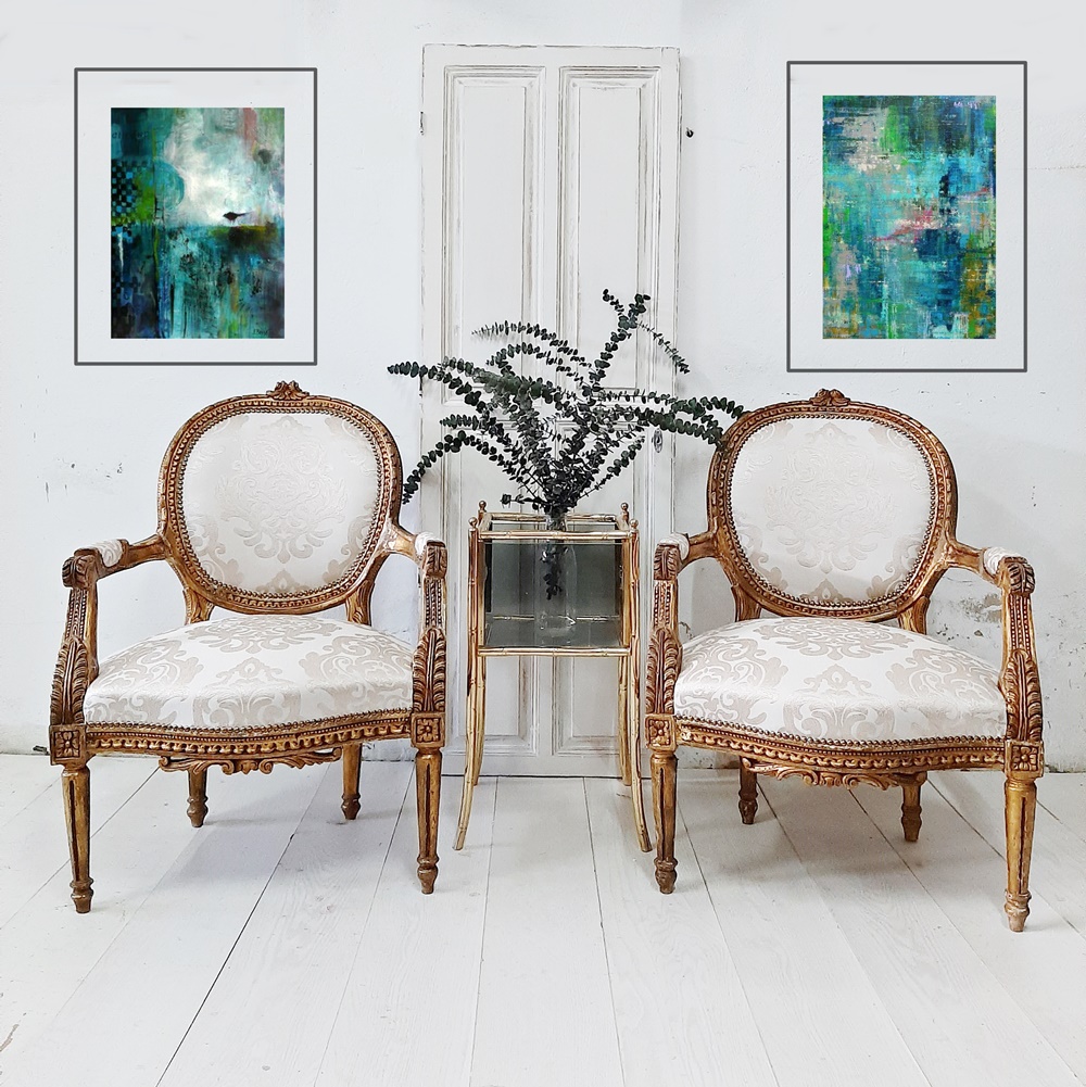 Pareja antiguos sillones Luis XVI franceses del S.XVIII disponibles tienda bohemianandchic