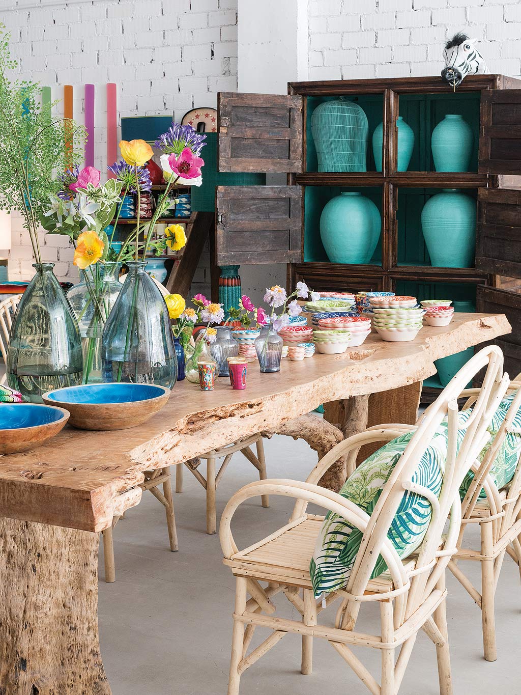 Una casa que combina los estilos bohemio y rústico chic