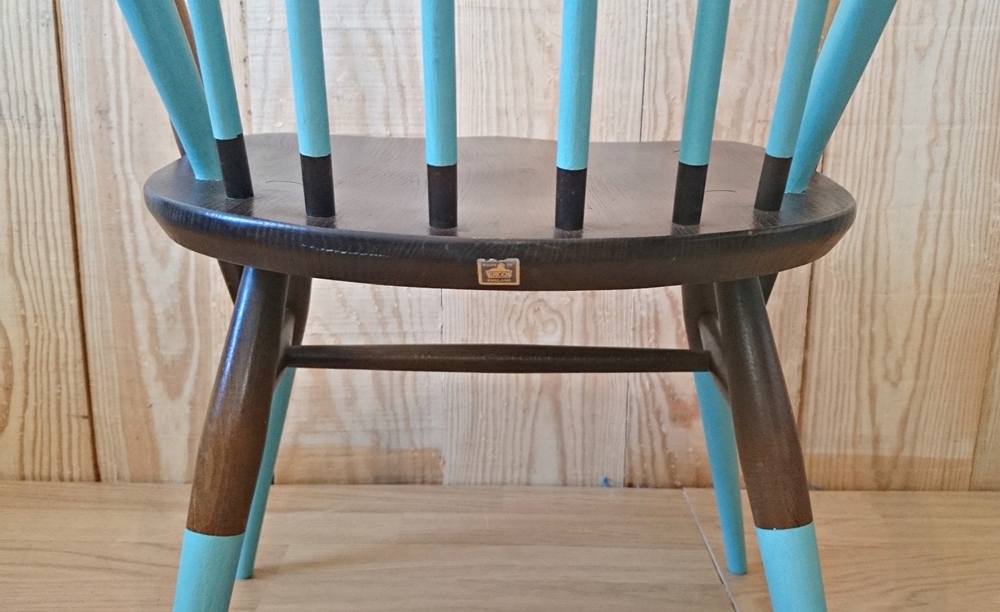 Silla vintage Ercol en turquqesa y madera | Bohemian and Chic