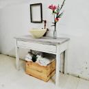 Mueble baño estilo rustico chic en blanco y gris