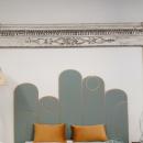 cabecero de cama ondas en gris verdoso y oro