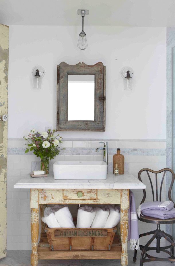 Mesa tocinera como lavabo Lavabo restaurado