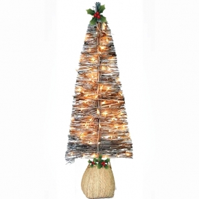 árbol de navidad plano de ramas con luces