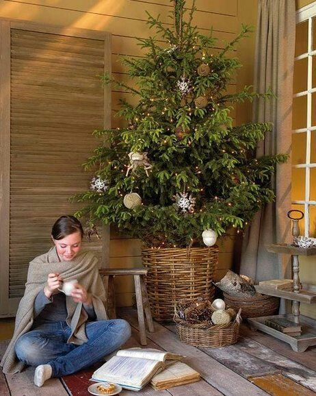 bisonte Amarillento camioneta 11 ideas para decorar la base del árbol de navidad con cestas