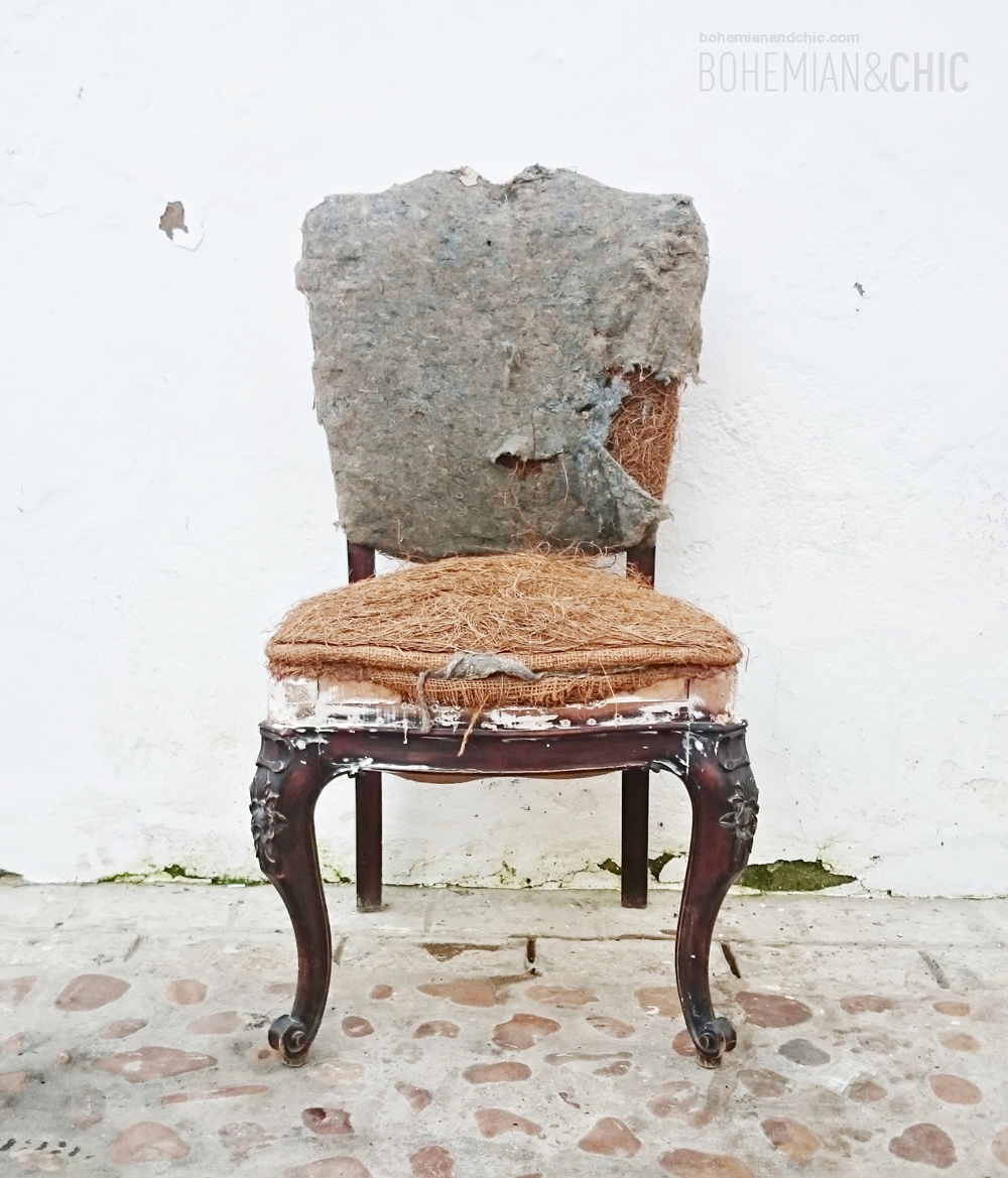 Antes y después antigua silla descalzadora
