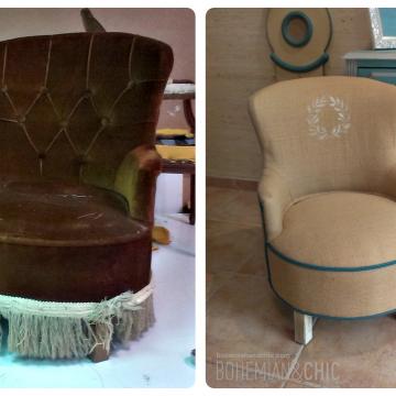 Antes y después de un pequeño sillón