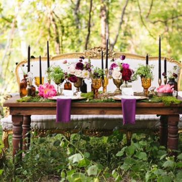 Boda romántica en el bosque