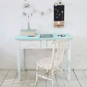escritorio artesanal mint y blanco