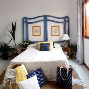 Gran cabecero azul estilo boho