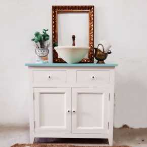 mueble de baño blanco y mint dos puertas