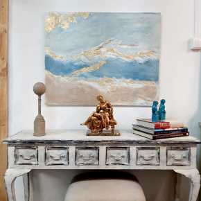 cuadro texturas  en azules y oro