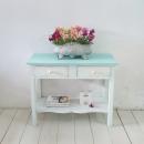 Consola rustico chic en blanco y mint