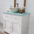 mueble de baño blanco y mint dos puertas