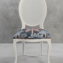 silla estilo Luis XV  en blanco y asiento tapizado