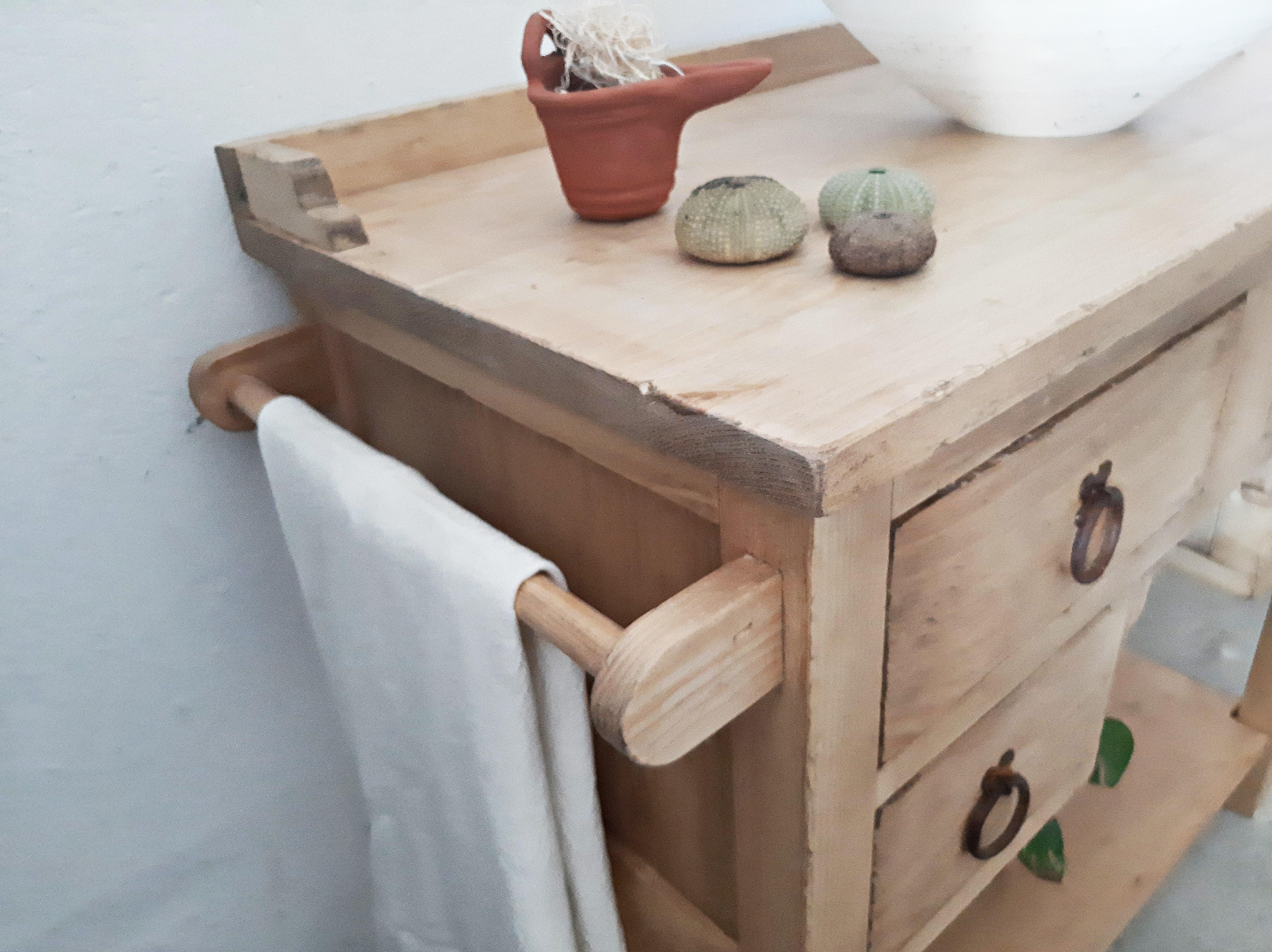 Mueble baño rústico madera natural